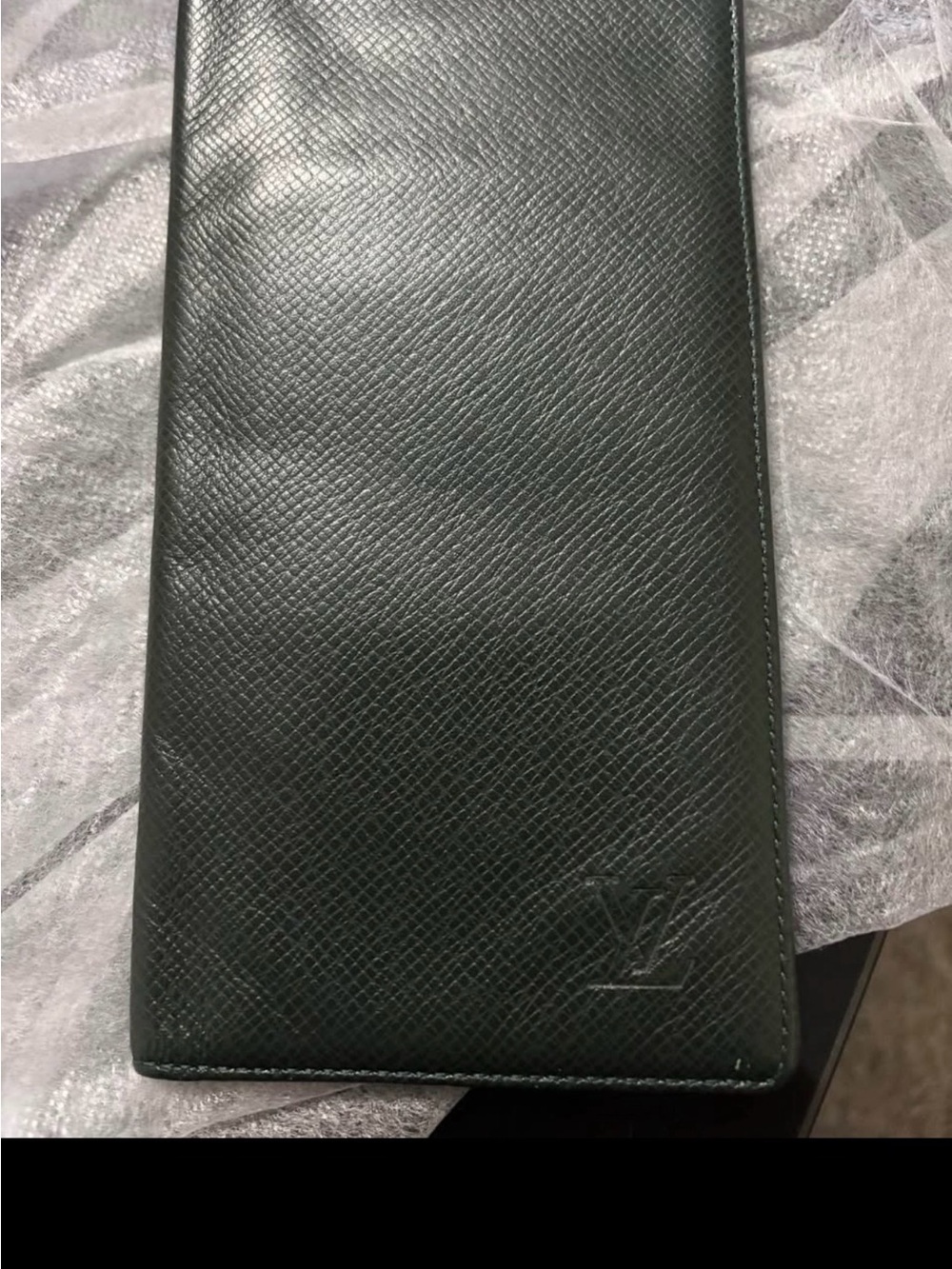 Louis Vuitton Dark Green Textured Leather Long Wallet
